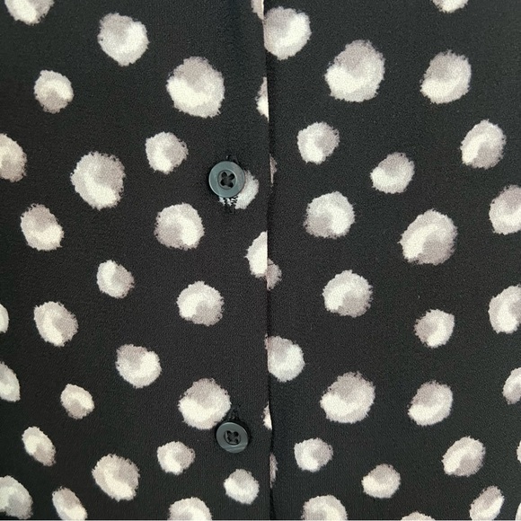 Apt. 9 Black & White Button Down Sleeveless Belted Dress Polka Dots Size 8 - Picture 9 of 9